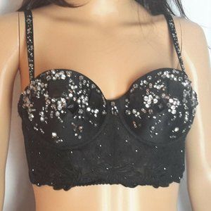 Bebe Top Beaded and Sequin Bralette Size  S
